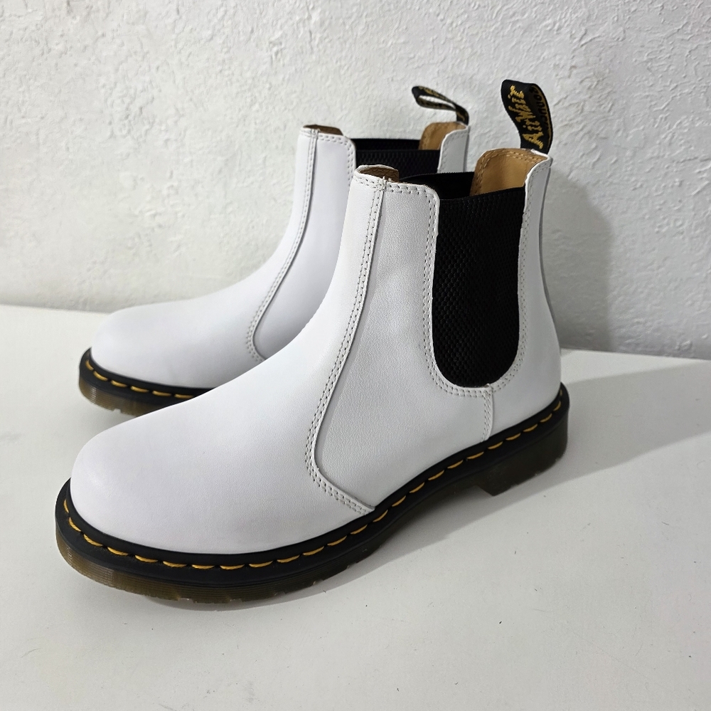Dr. Doc Martens 2976 Leather Chelsea White Ankle Boots Unisex Women's Size 10